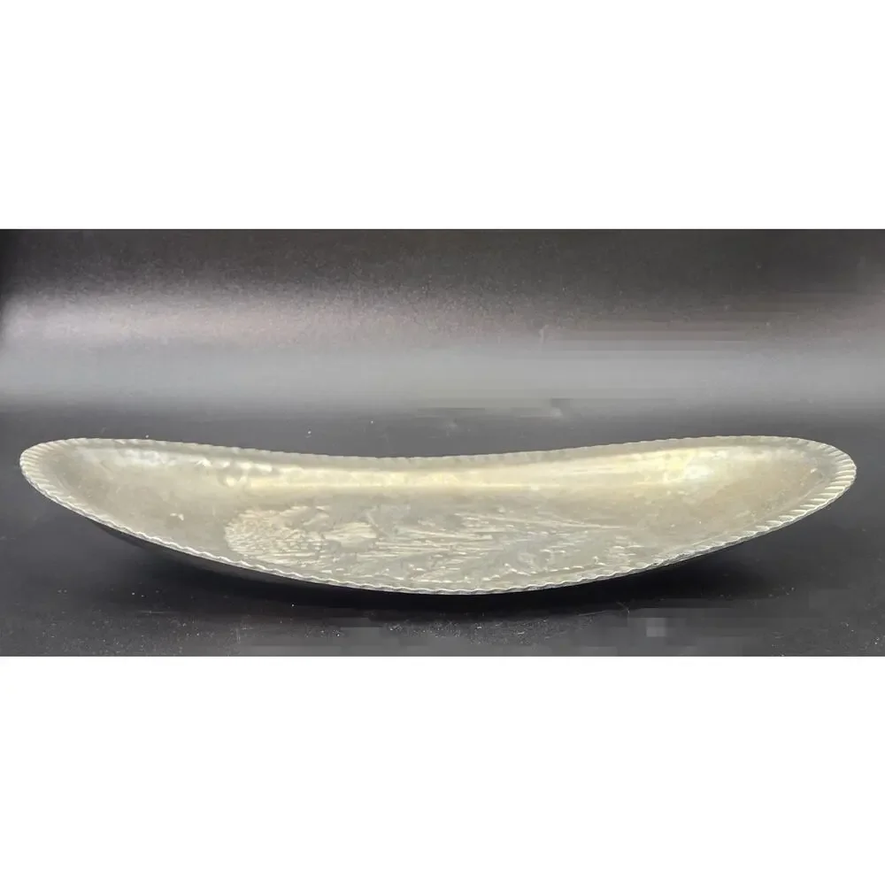 Continental Hand Wrought Tray Aluminum Chrysanthemum Trade Mark 566 Vintage